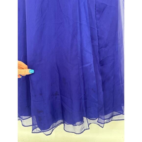 Mac Duggal Beaded Sequin Halter Maxi Prom Dress Cut-Out Open Back Sparkle Gown - Picture 7 of 13